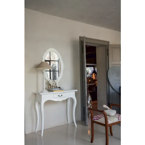 Specchio ovale con cornice sagomata in laccato Bianco opaco Carina di Tonin Casa