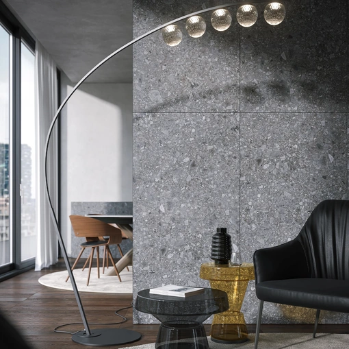 Lampada da terra Iperbolle in metallo e vetro di Tonin Casa