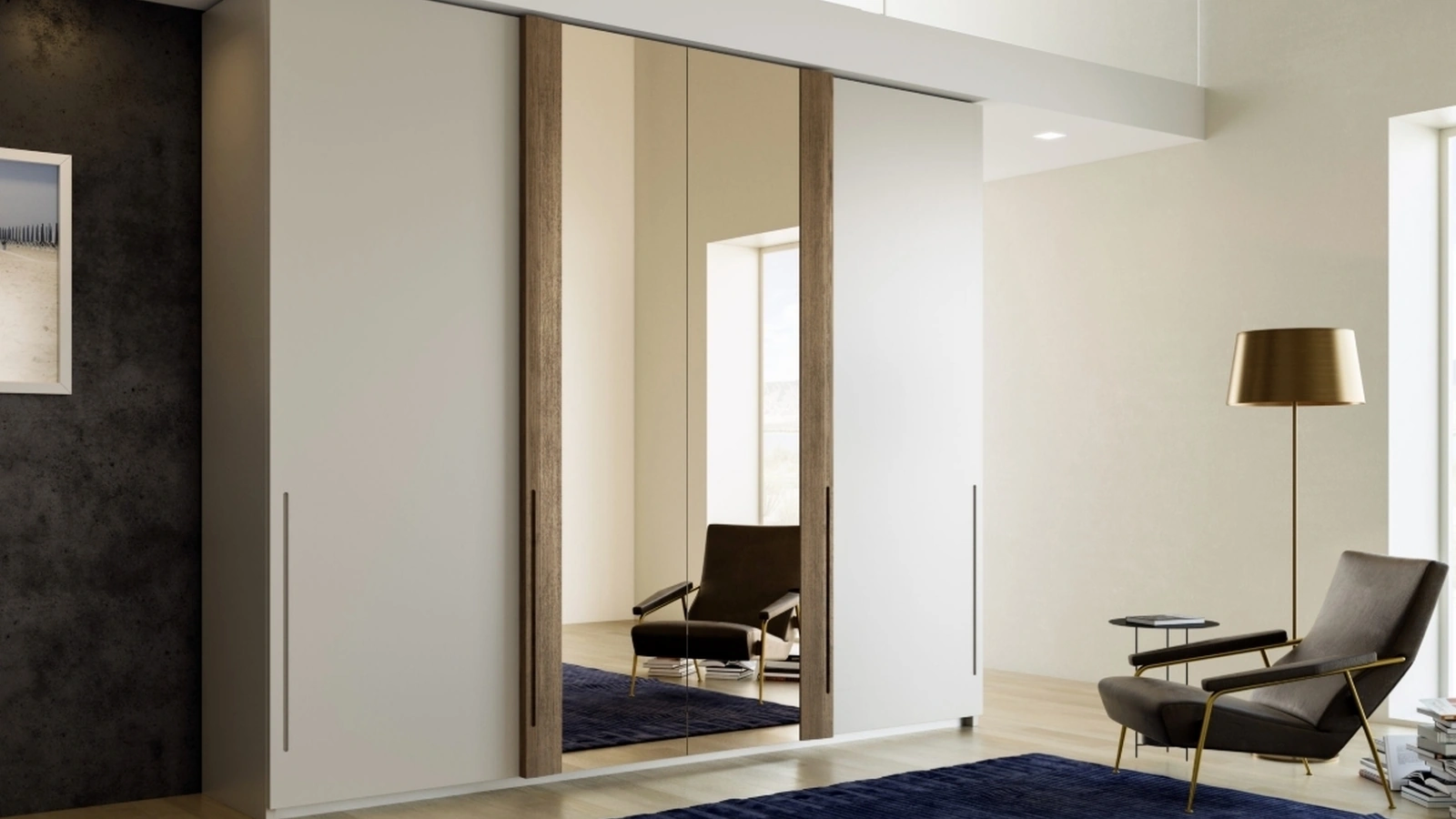 Armadio Jolly Più TV in laccato, vetro e legno di Fazzini