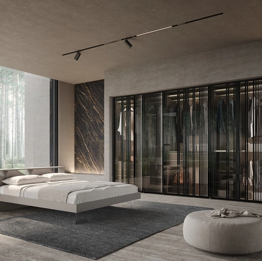 Armadio con ante battenti Lucifer vetro cannettato irregolare di Voltan