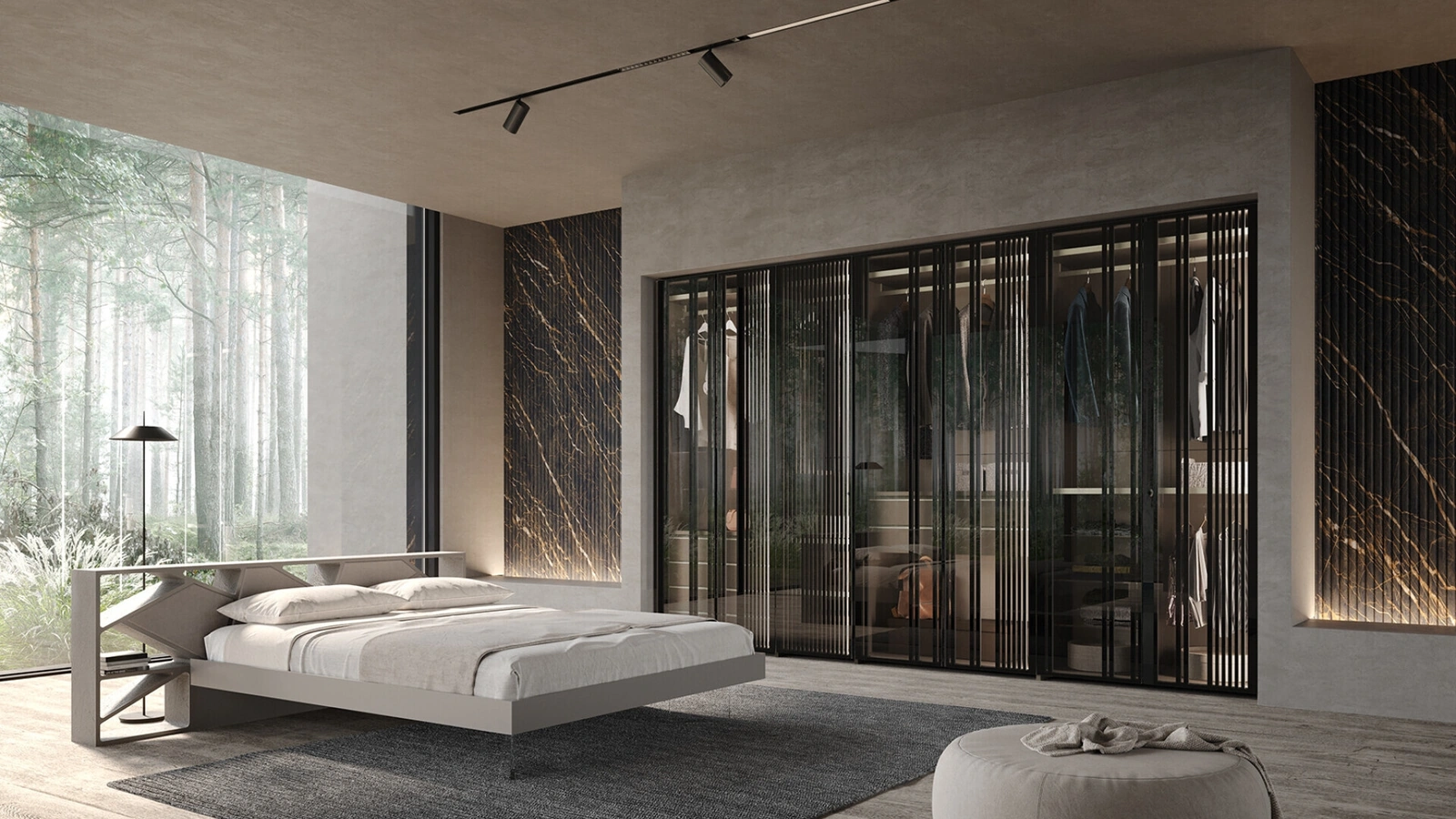 Armadio con ante battenti Lucifer vetro cannettato irregolare di Voltan