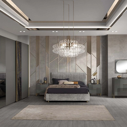 Armadio Stella Luxury con inserti in vetro effetto marmo di Mobil Piu