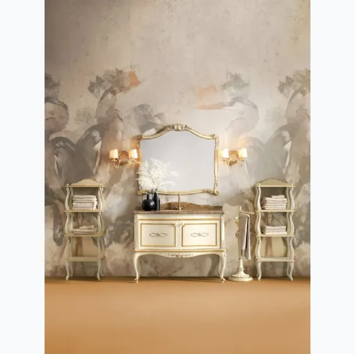 Mobile da Bagno 3019 avorio patinato oro e argento di Silvano Grifoni