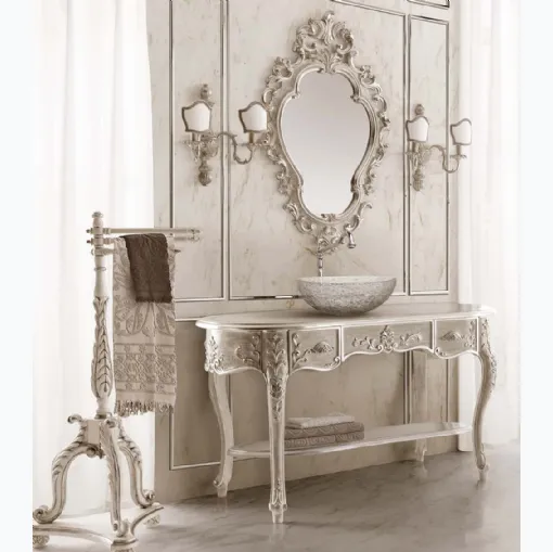 Mobile da Bagno Opera Consolle 2056B in legno laccato argento di Andrea Fanfani