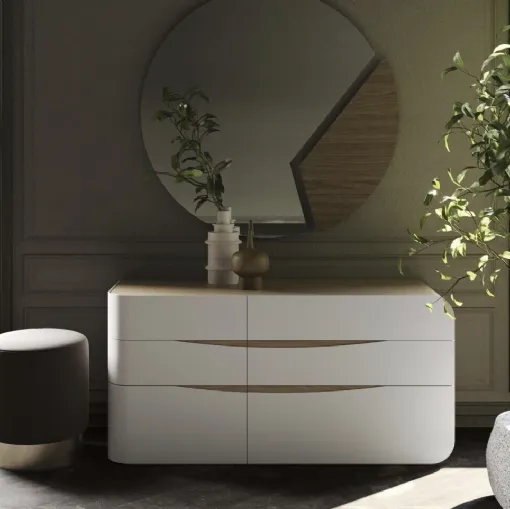 Comò Eikon laccato opaco con struttura in Quercia di Voltan