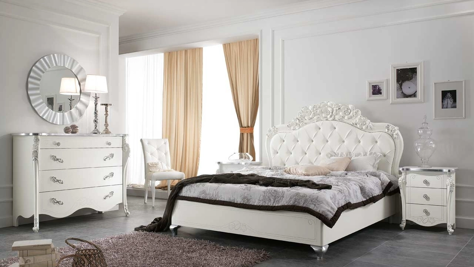 Gruppo Notte intarsiato e decorato Viola di Mobil Più