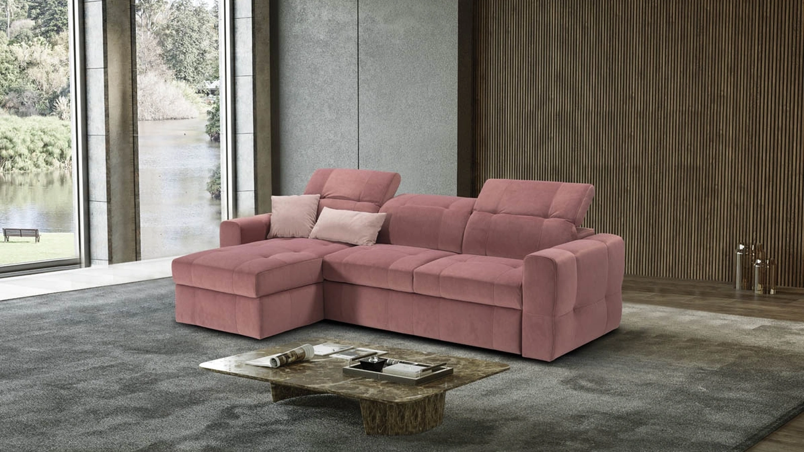 Divano trasformabile con penisola Kubetto di Kermes divani