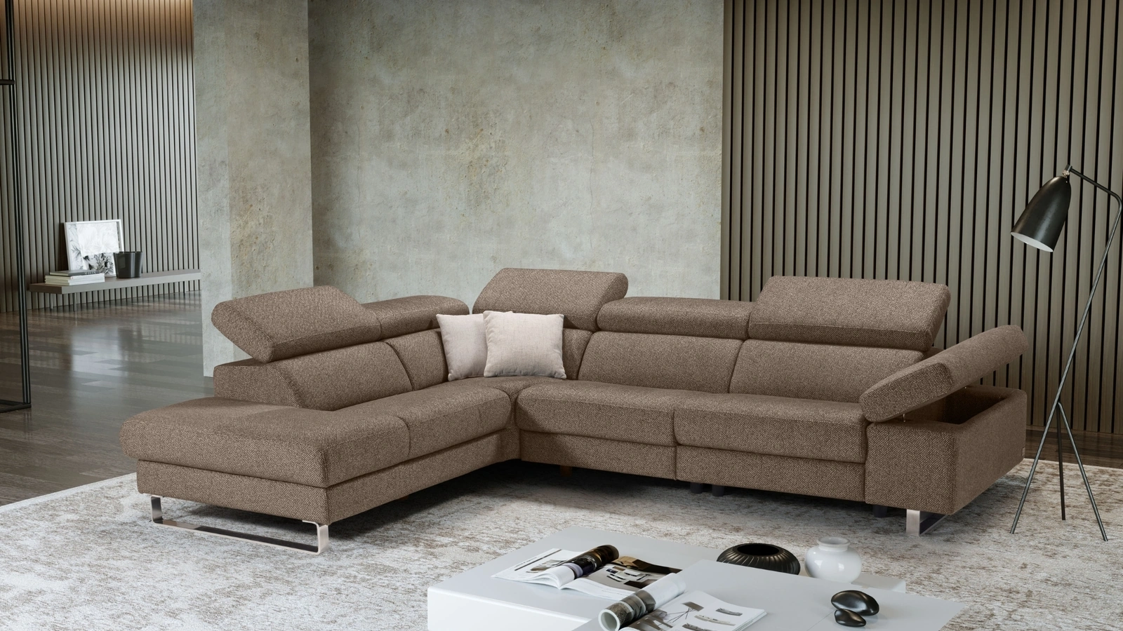 Divano angolare in tessuto Skin di Kermes divani