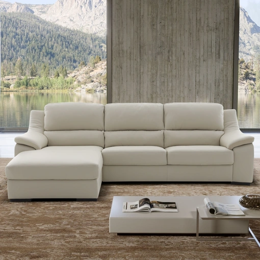 Divano in tessuto con penisola Soft di Kermes divani