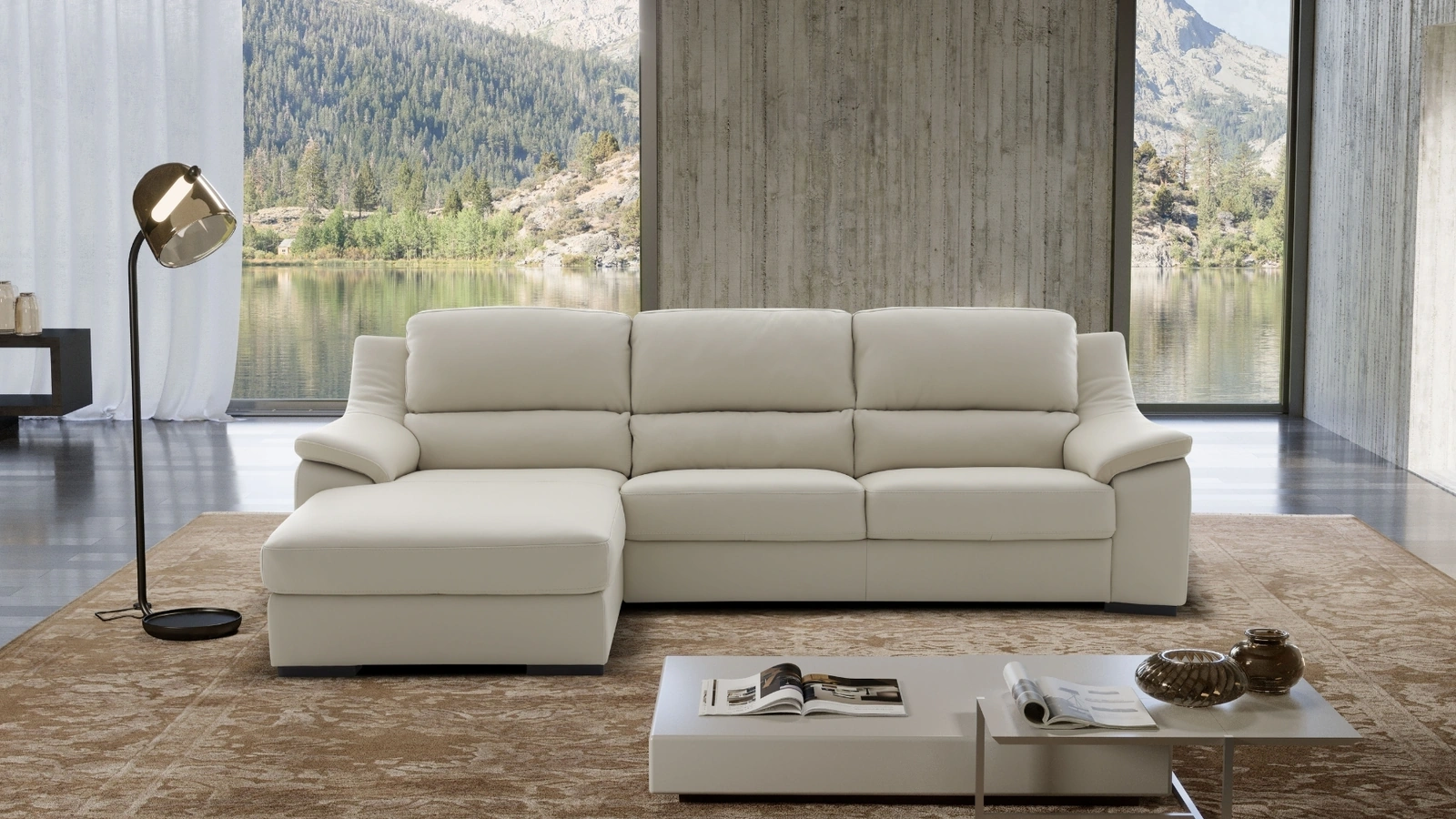 Divano in tessuto con penisola Soft di Kermes divani