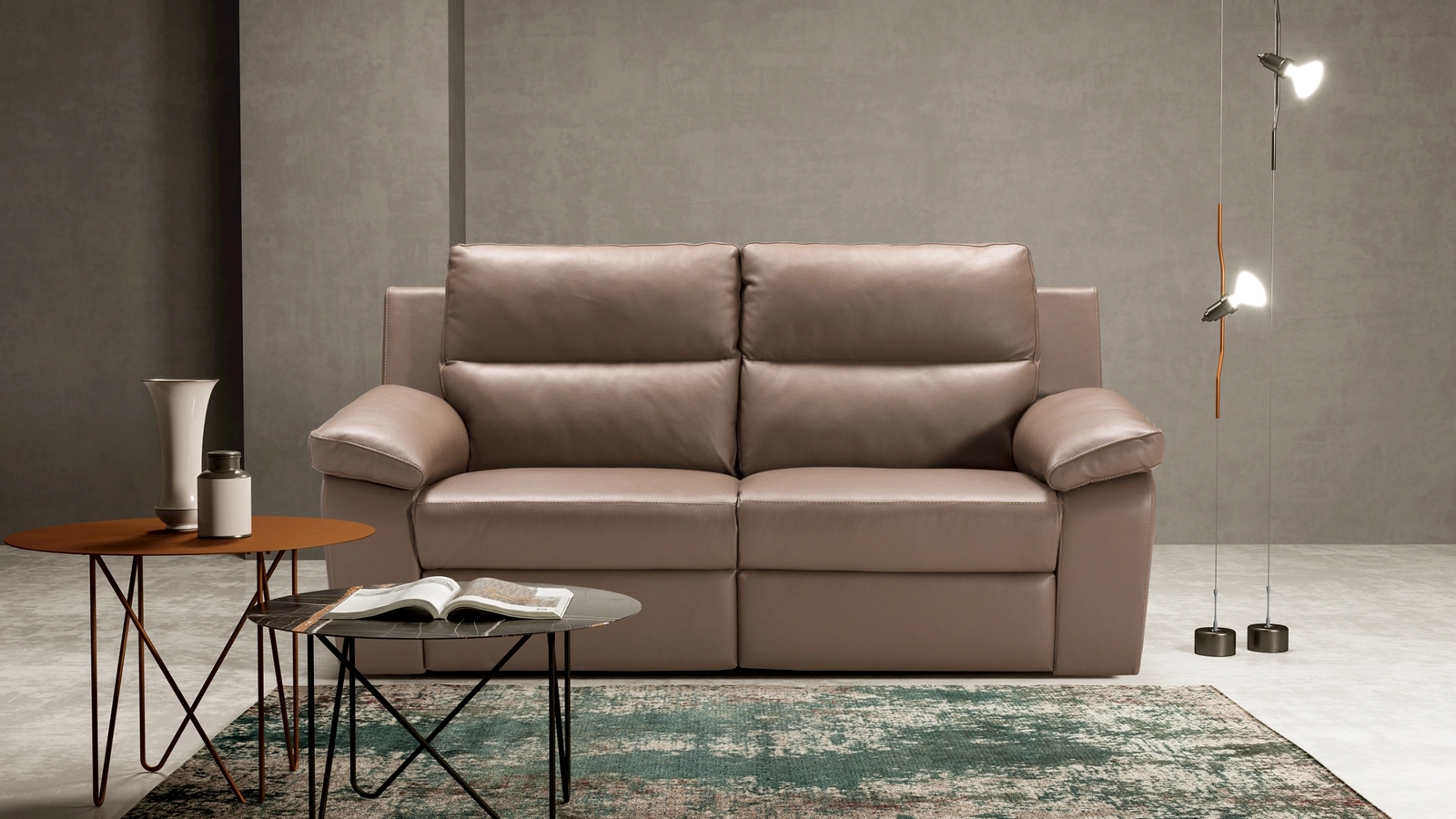 Divano relax lineare in pelle Tiziano di Kermes divani