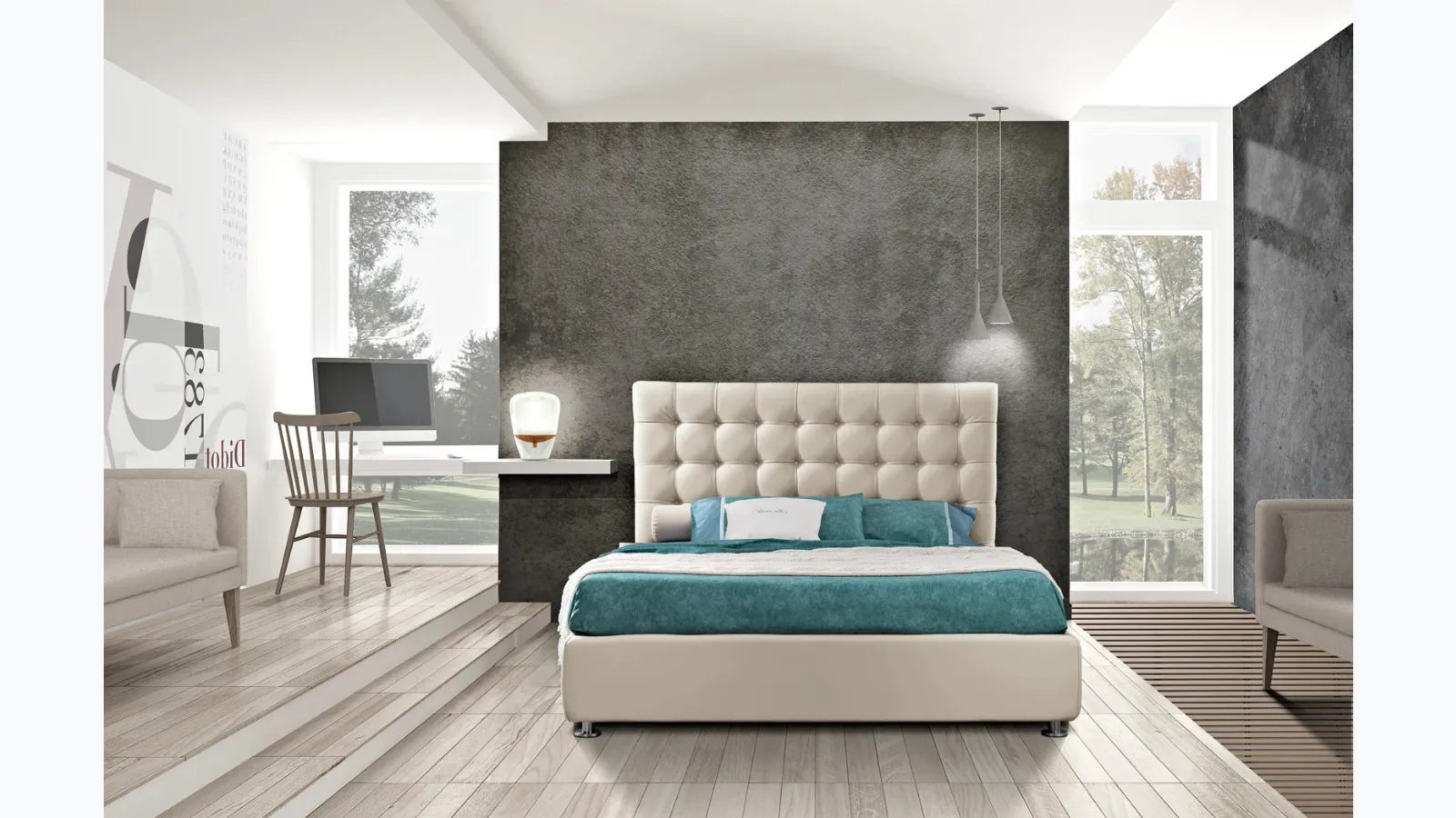 Letto in tessuto Eden Alto di Artigianaletti