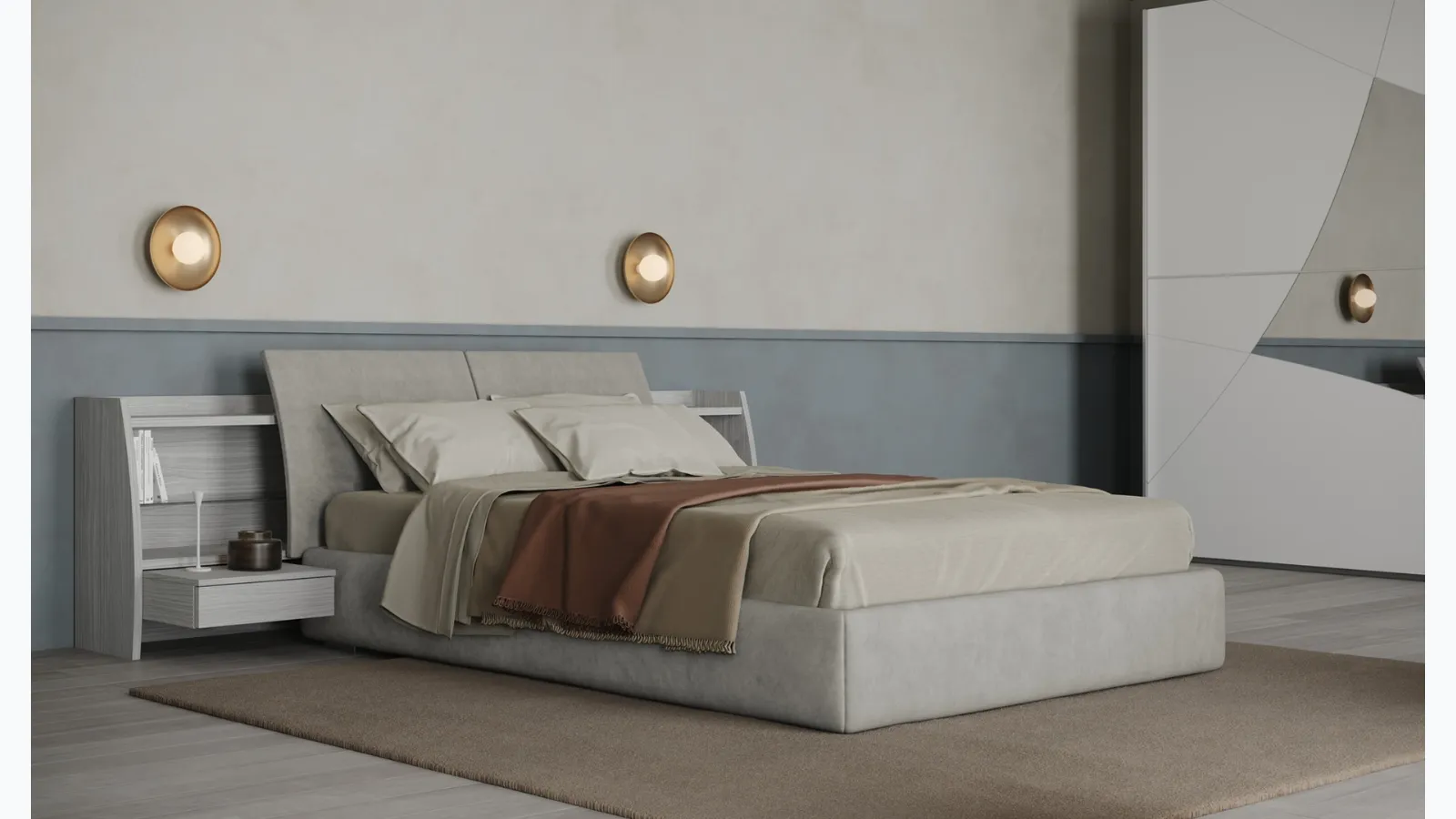 Letto matrimoniale in tessuto Soffio di Giessegi