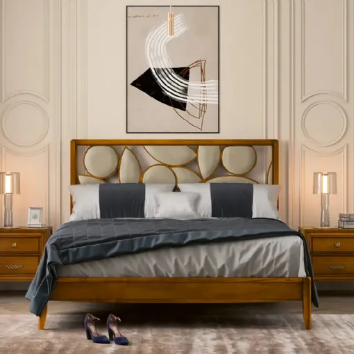 Letto Incanto in legno con testiera in pelle di Le Fablier