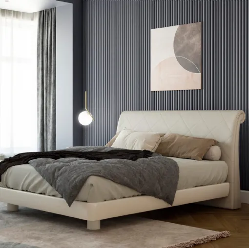Letto in pelle con testiera Marilyn di Fazzini