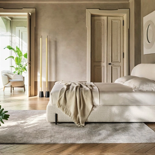 Letto Rendez-Vous in tessuto imbottito di Calligaris