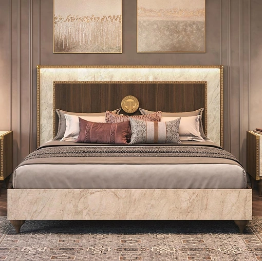 Letto Romantica in noce e marmo di Carrara di Arredoclassic