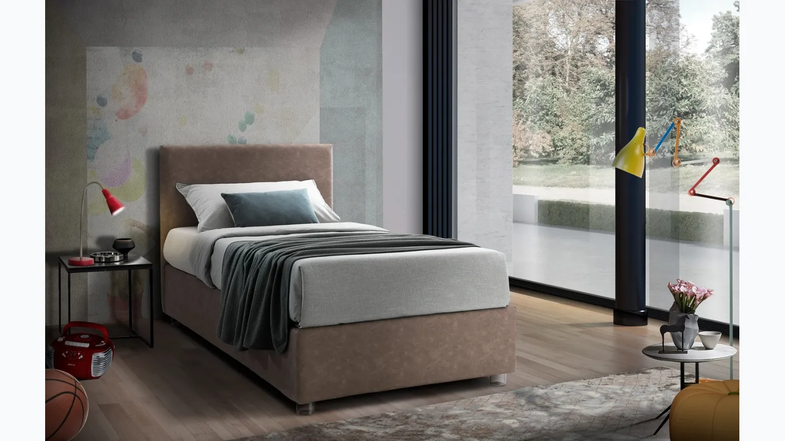 Letto singolo con testiera Stromboli di Artigianaletti