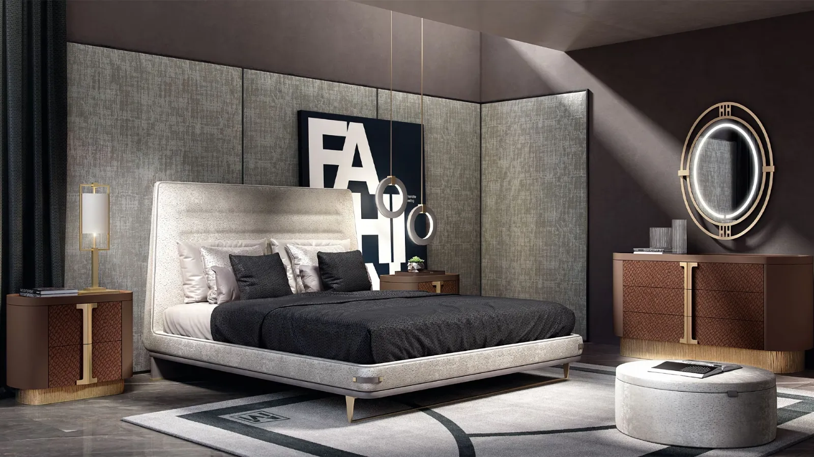 Letto in pelle con testiera Mascari Battery di Valderamobili