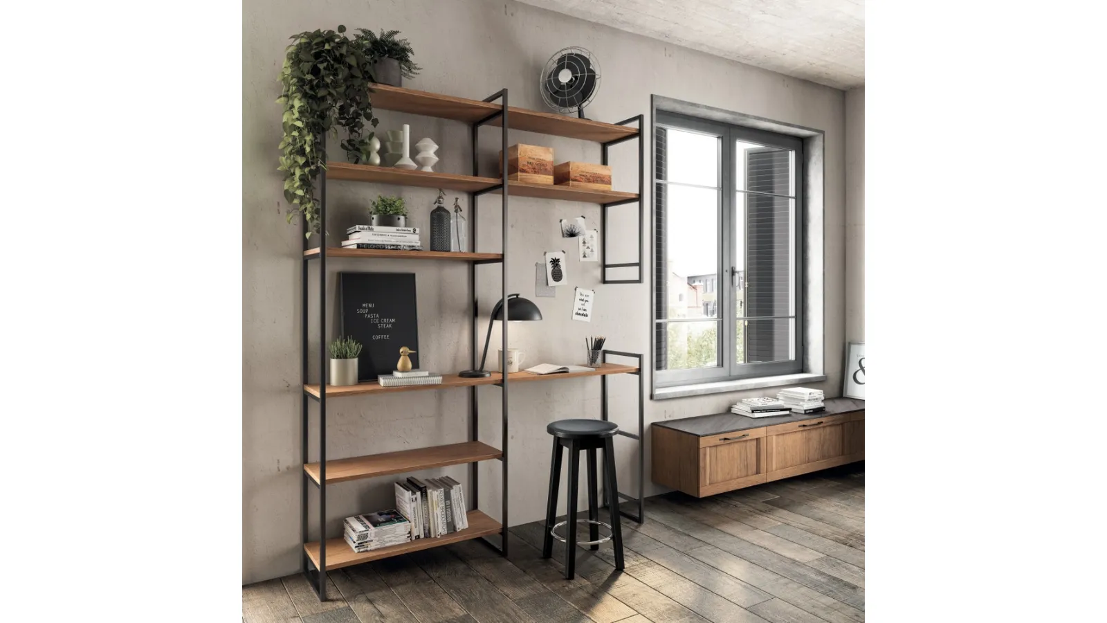 Libreria Living Sax in decorativo Rovere Land di Scavolini