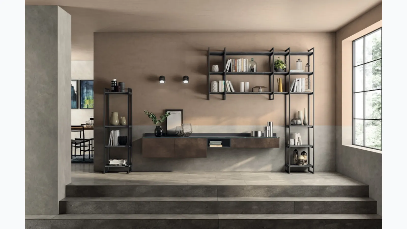 Libreria Living Liberamente sistema Metro di Scavolini