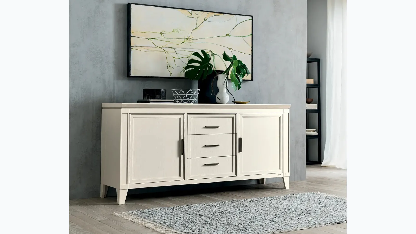 Madia Aralia in legno laccato Bianco di Le Fablier