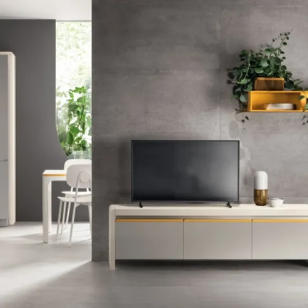 Madia Living Dandy Plus Grigio Velo e Giallo Senape di Scavolini