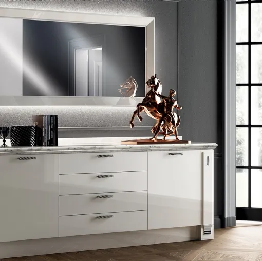 Madia Living Exclusiva in laccato Lucido Grigio Chiaro di Scavolini