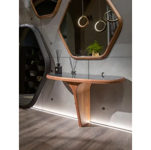 Mobile ingresso Consolle di design con top in porcellana e base in legno Tea di Tonin Casa