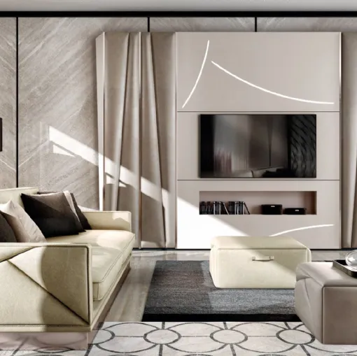 Mobile Porta Tv Mascari Lower laccato beige di Valderamobili
