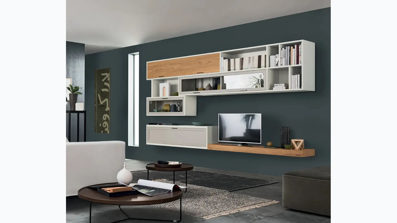 Parete Attrezzata sospesa Melograno composizione 96 di Le Fablier