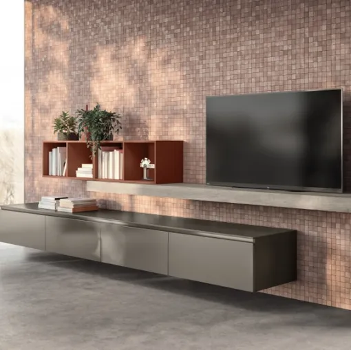 Parete Attrezzata Living Lumina in laminato Urban Steel di Scavolini