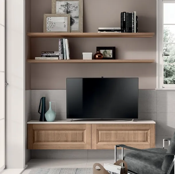 Parete Attrezzata Living Easy 02 in decorativo Rovere Atzeco di Scavolini