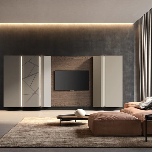 Parete Attrezzata Soggiorno con pensili terminali di Voltan