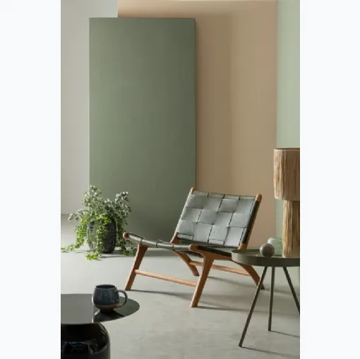 Poltroncina Lounge in pelle e teak Joanna di Bizzotto