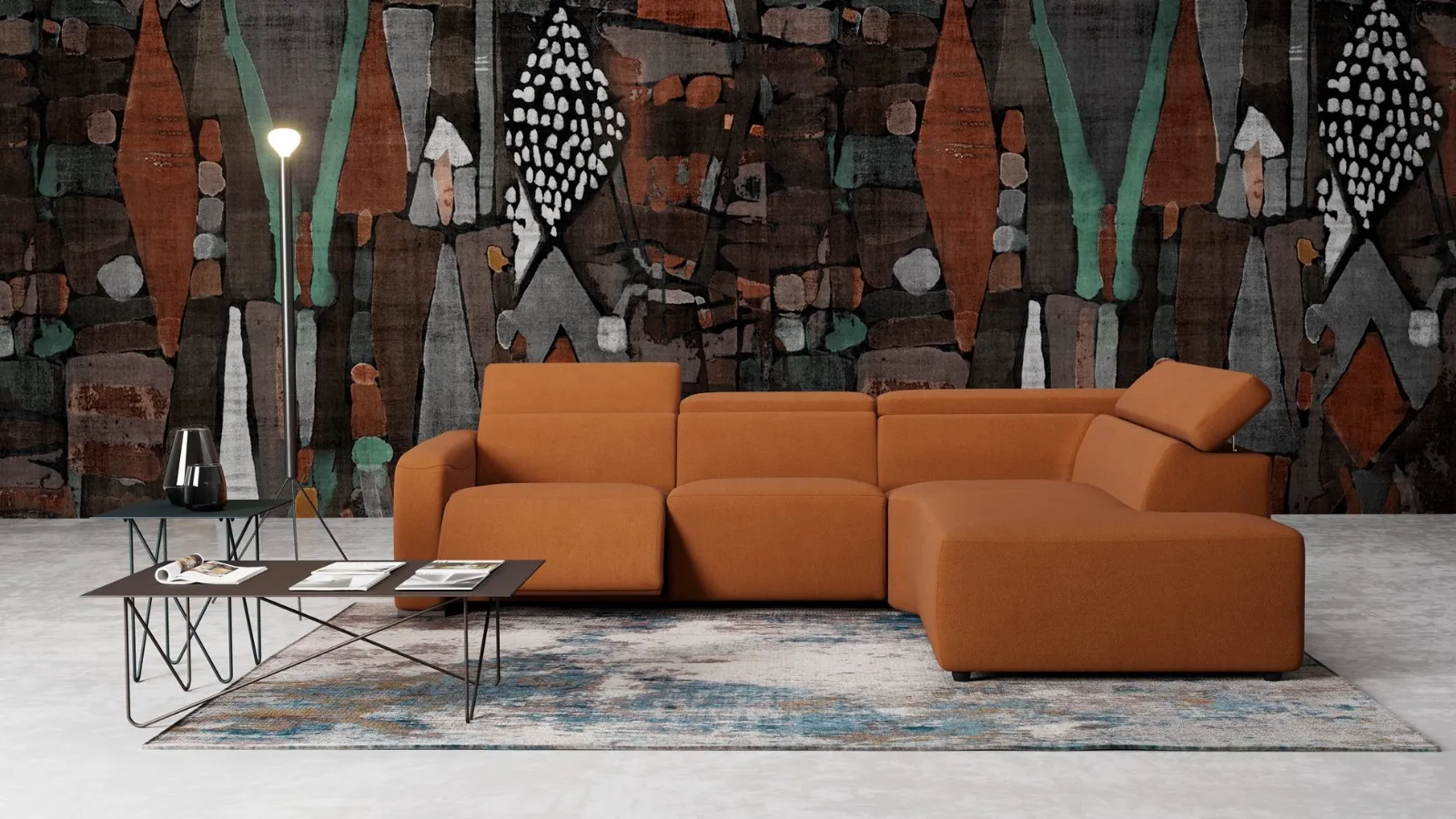 Divano letto angolare in tessuto con meccanismo relax Peter Classic di Kermes divani
