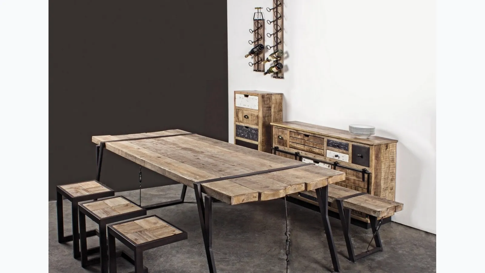 Sgabello in legno e metallo Blocks di Bizzotto