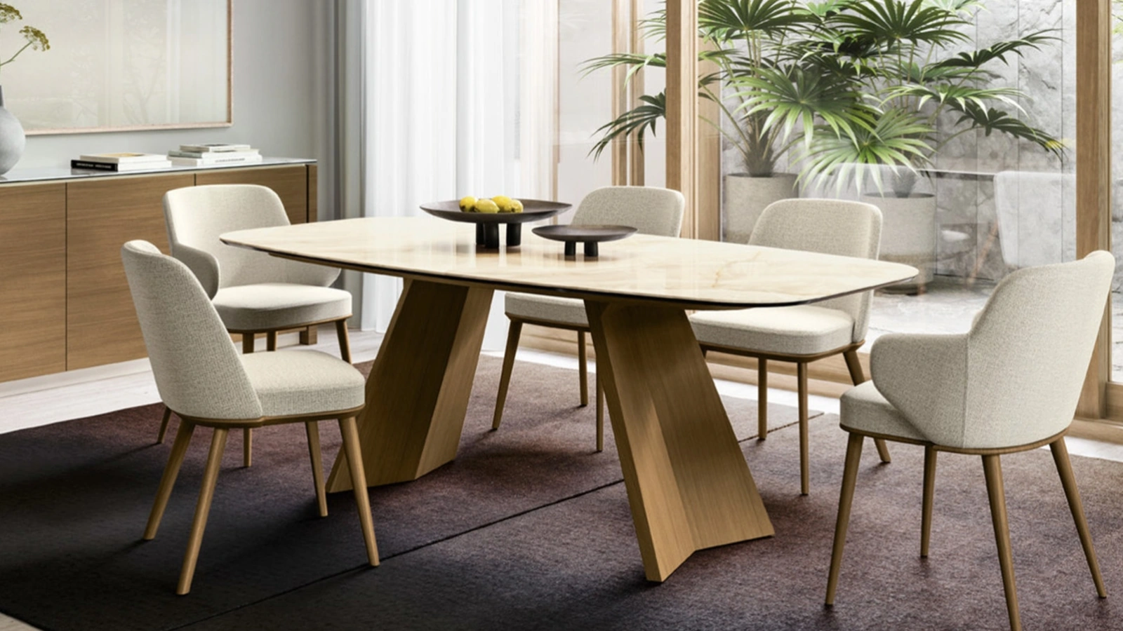 Sedia in tessuto Foyer con gambe in legno di Calligaris