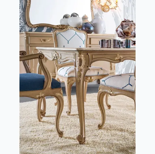 Tavolo rettangolare 3595 beige antico, marrone e argento di Silvano Grifoni