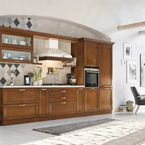Cucina Classica lineare in legno I Ciliegi composizione 01 di Le Fablier