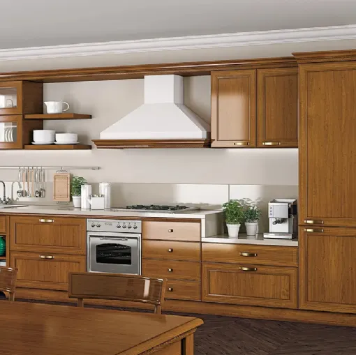 Cucina Classica lineare in legno I Ciliegi composizione 03 di Le Fablier