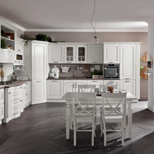 Cucina Classica Borgo in Frassino laccato Bianco e top Botticino di Spar
