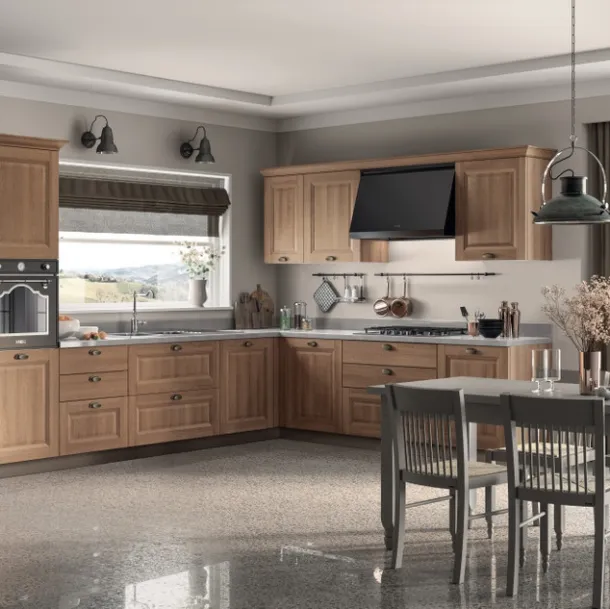 Cucina Classica angolare Family 04 in decorativo Rovere Azteco di Scavolini