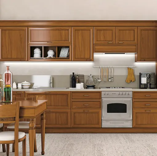Cucina Classica lineare in legno Le Gemme composizione 05 di Le Fablier