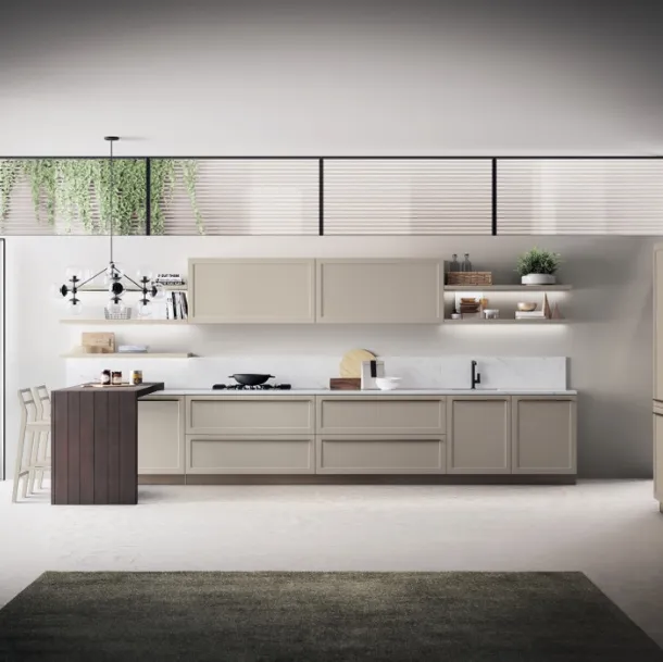 Cucina Moderna Carattere 13 in laccato opaco Visone di Scavolini