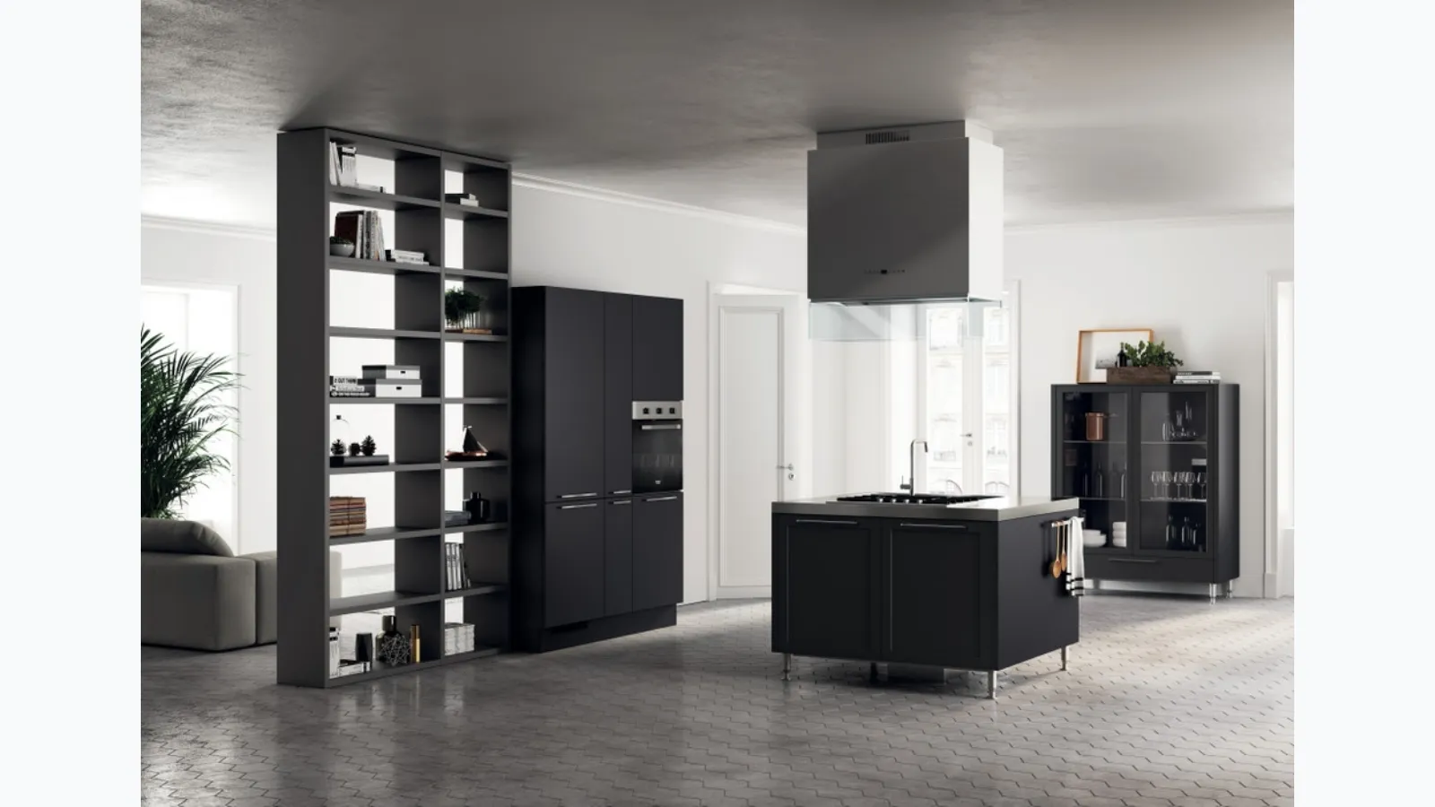 Cucina Moderna Carattere in laccato Nero Ardesia di Scavolini