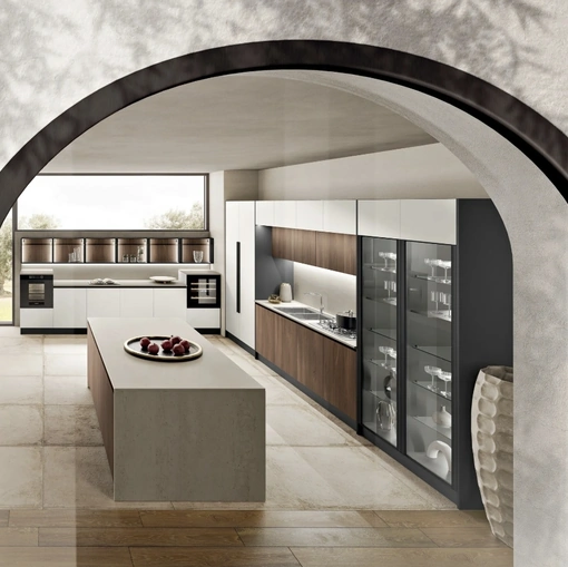 Cucina Moderna angolare con isola Deluxe 04A di Spar