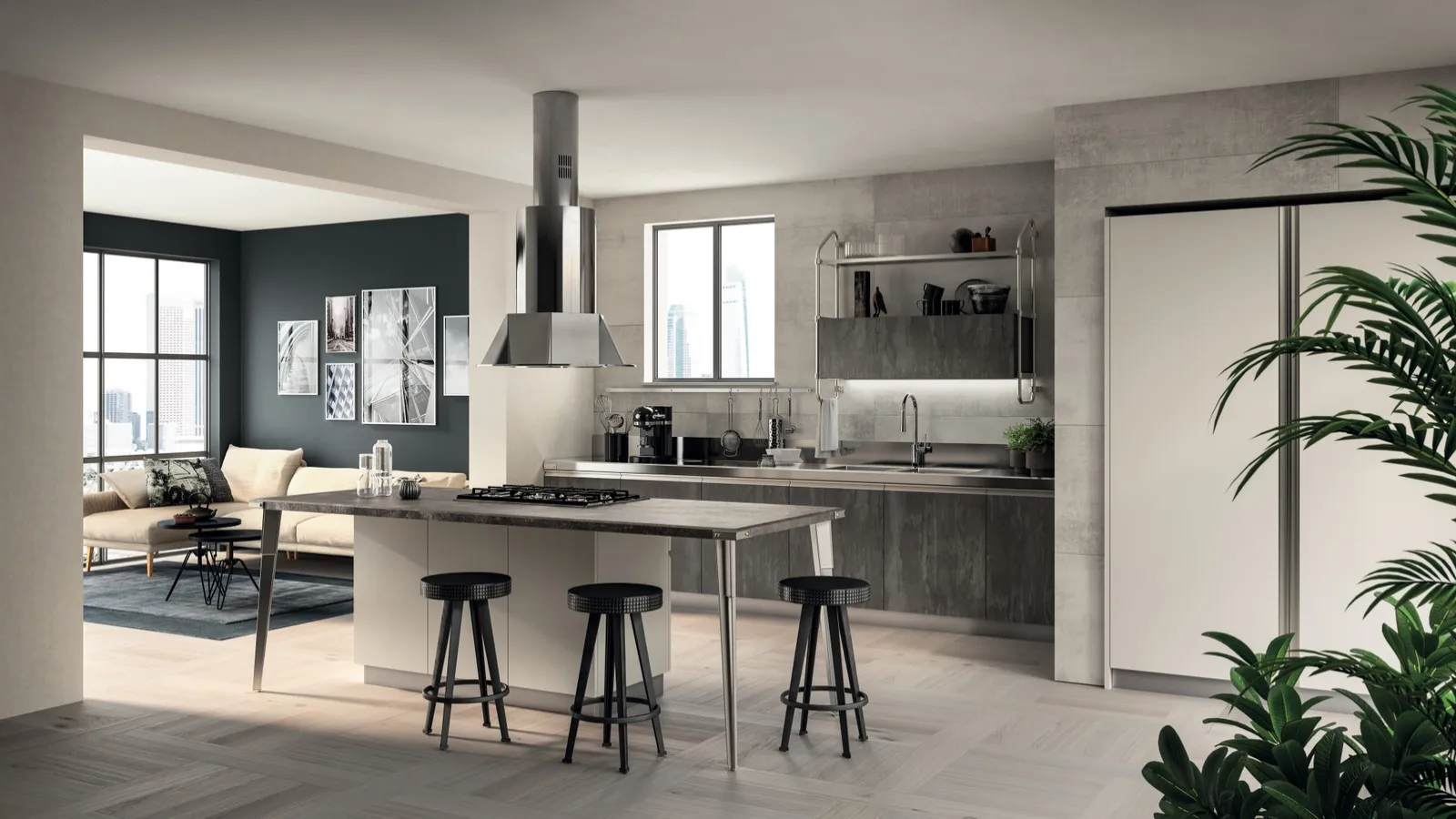 Cucina Moderna Diesel Open Workshop Concrete Harlem di Scavolini
