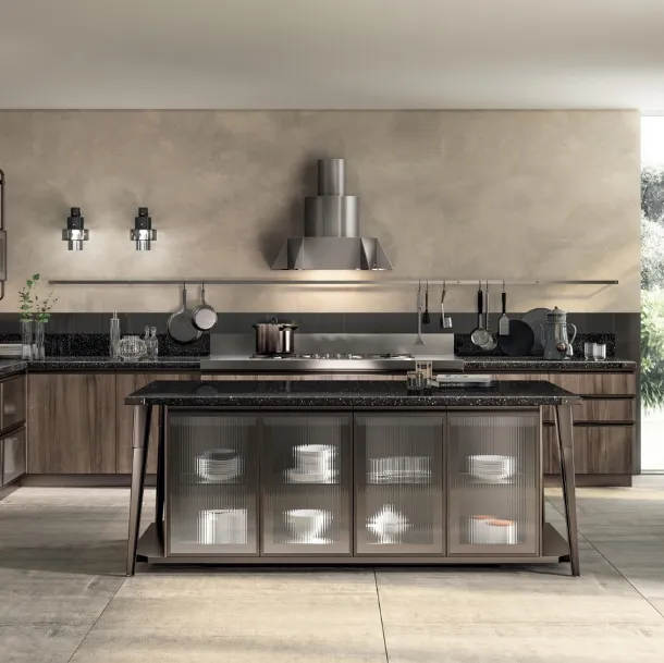 Cucina Moderna Diesel Open Workshop 03 Noce Garden di Scavolini