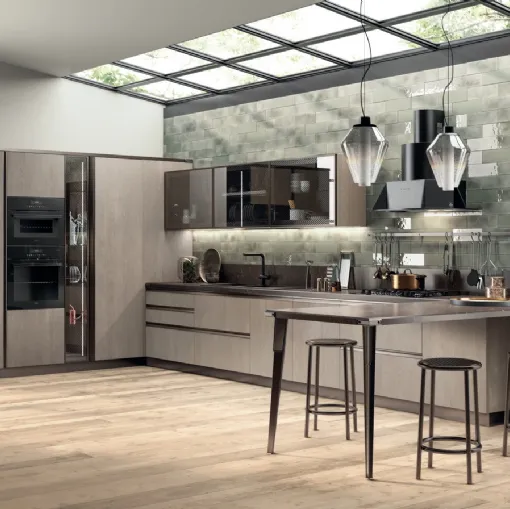 Cucina Moderna Diesel Open Workshop Rovere Gessato di Scavolini